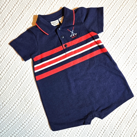Golf Romper NEW Nursery Rhymes Size 18 months Dark Blue Romper Golf Embroidery - Picture 1 of 9